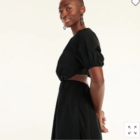 J. Crew Side-cutout Cotton Poplin Dress Black NWT Size 14 - Picture 3 of 4